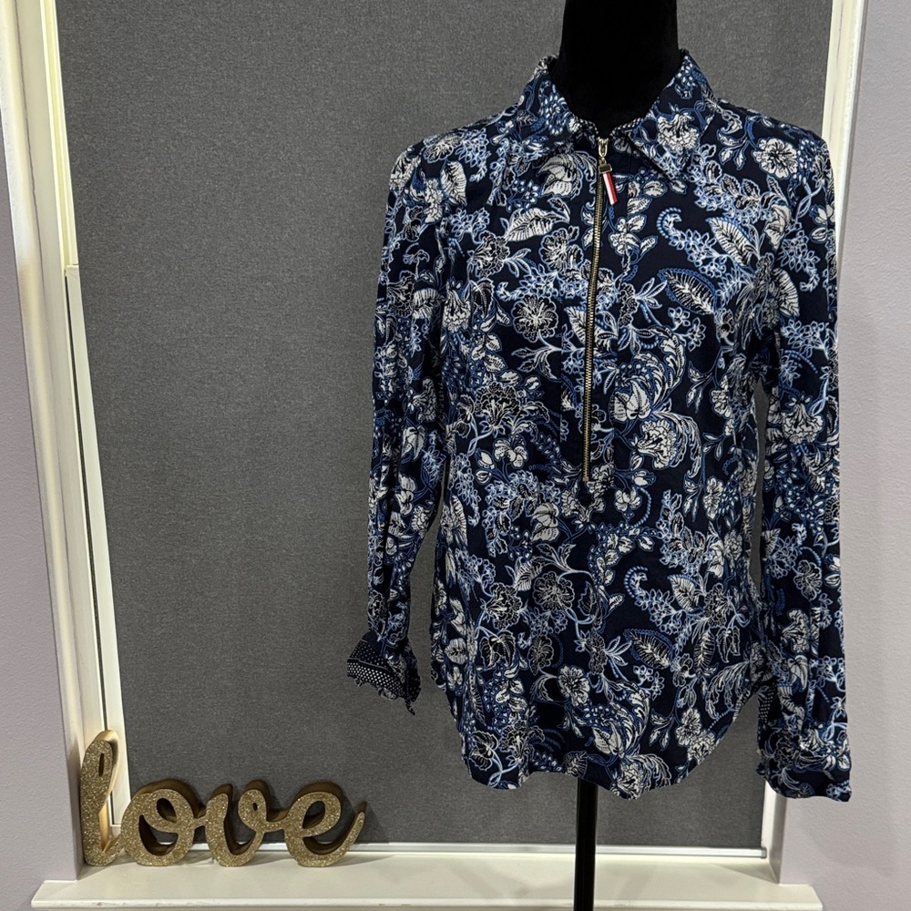 Tommy Hilfiger Navy Blue Paisley Blouse